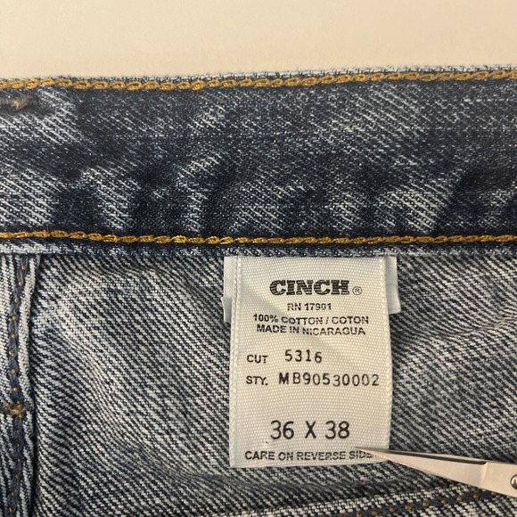 Cinch Jeans Mens Blue Western Rodeo Cowboy Rancher Wash Straight Size 36 - Picture 4 of 9